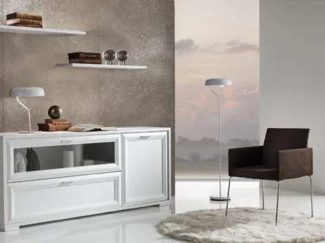 Madia Jazz 16 composizione J062 finitura Bianco Frassino e Vetro di Gierre Mobili