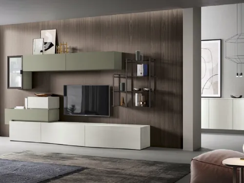 Parete Attrezzata Soggiorno 08-2 in melaminico e laccato di Corso 11