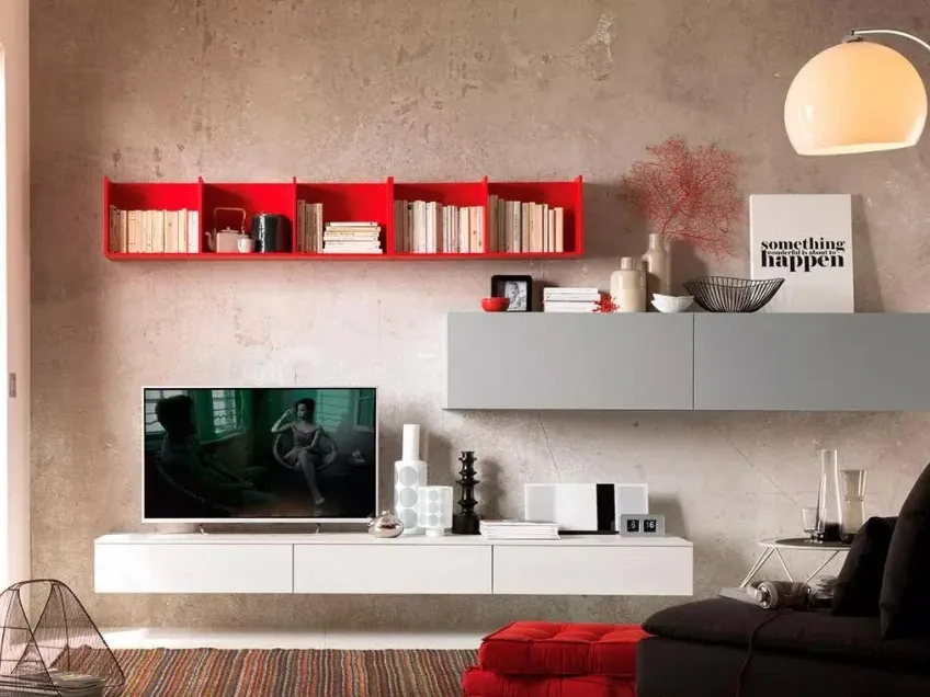 Parete attrezzata sospesa moderna LV112 di Moretti Compact