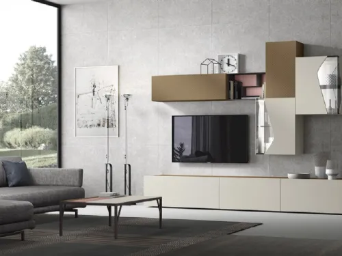 Parete Attrezzata Soggiorno 06-3 in laccato opaco e materico di Corso 11