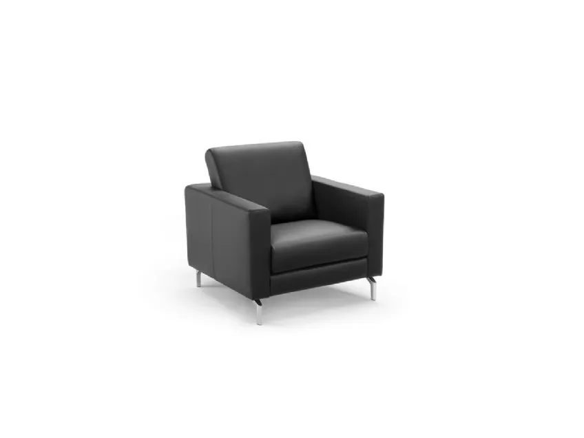Poltroncina in pelle con piedi in metallo Times di Bruma