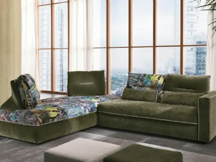 Divano letto angolare in velluto e motivi floreali Flam di Max Divani