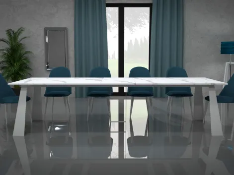 Tavolo allungabile Krea Consolle con top in laminato effetto marmo Calacatta di Abitare Interior