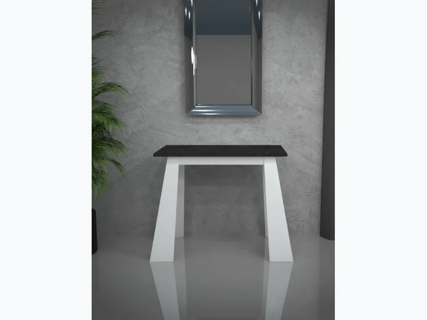 Tavolo allungabile chiuso Krea Consolle in laminato effetto marmo nero di Abitare Interior