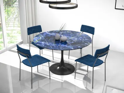 Tavolo rotondo in vetroceramica Sodalite Blu Lux Goblet di Abitare Interior