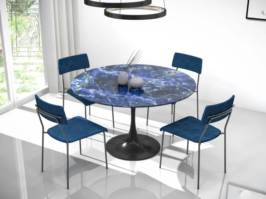 Tavolo rotondo in vetroceramica Sodalite Blu Lux Goblet di Abitare Interior