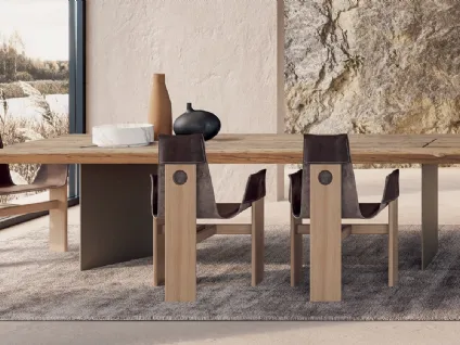 Tavolo in legno secolare con base in metallo Harvest Metal di Nature Design