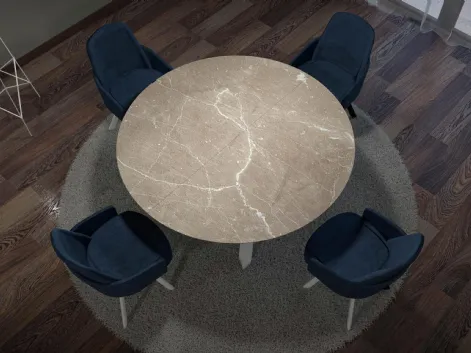 Tavolo rotondo allungabile Infinity Q in laminato Botticino di Abitare Interior