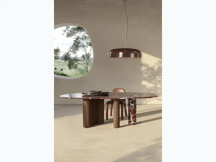 Tavolo in marmo e struttura in marmo e legno Lymph di Nature Design