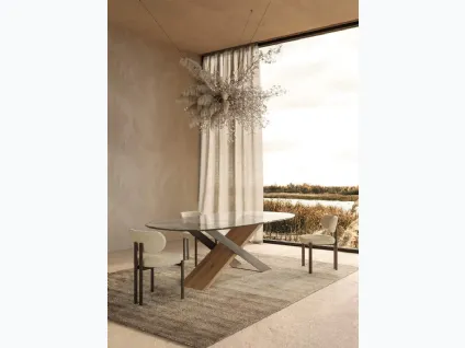 Tavolo con top in gres porcellanato e base in legno e metallo X Tavoli di Nature DesignX Tavoli di Nature Design