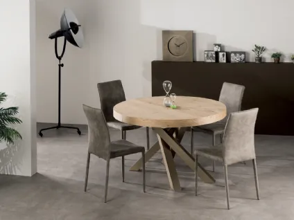 Tavolo rotondo allungabile Quark in legno e alluminio di Gipi Le Sedie