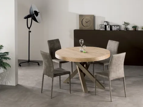 Tavolo rotondo allungabile Quark in legno e alluminio di Gipi Le Sedie