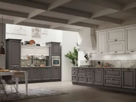 Cucina Classica Lola 02 in Grigio Antracite e Bianco Gesso di Arrex