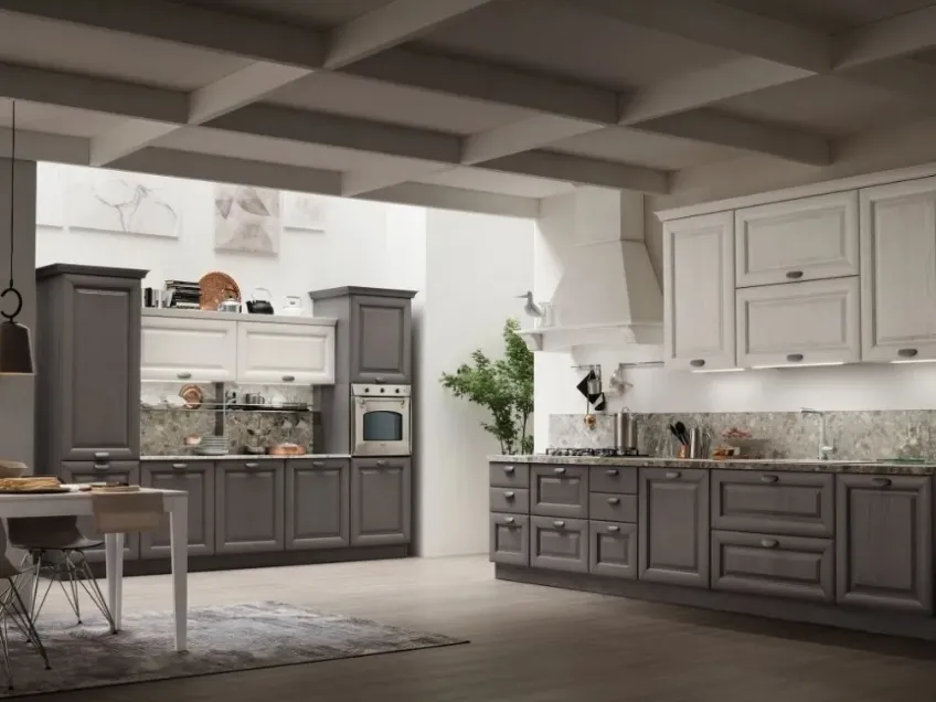 Cucina Classica Lola 02 in Grigio Antracite e Bianco Gesso di Arrex