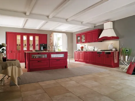 Cucina Classica lineare Canova 06 in legno finitura Zenzero di Gicinque