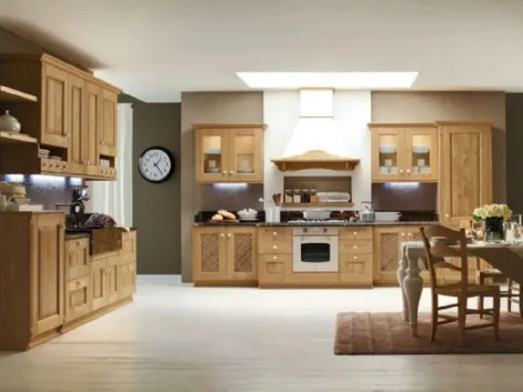 Cucina Classica ad angolo Carola 05 in Rovere Naturale di Arrex