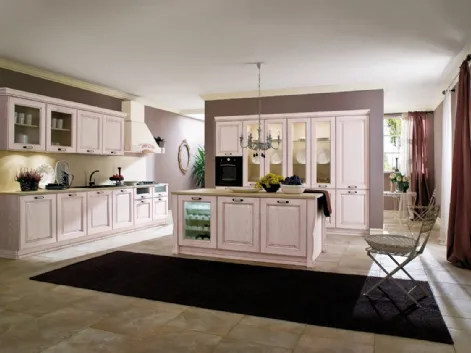 Cucina Classica lineare Laguna 02 in Frassino finitura Lampone di Gicinque