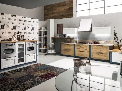 Cucina lineare in Muratura Curry in Rovere Naturale di Arrex