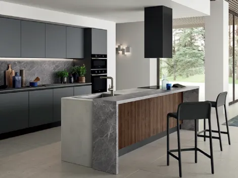Cucina Moderna in laccato opaco con isola Easy 002 di Ar-due
