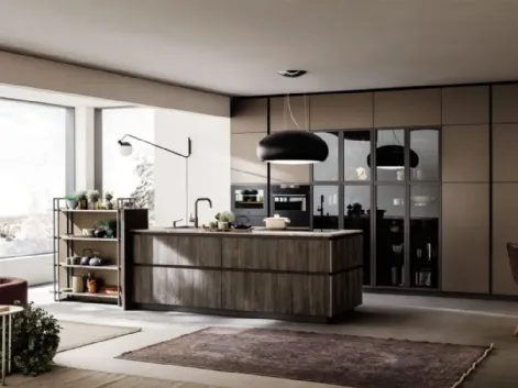 Cucina Lab Old Oak Petrolio e Metal Bronzo di Arrex
