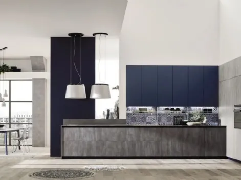 Cucina Loft Soft Blu e Cemento di Arrex