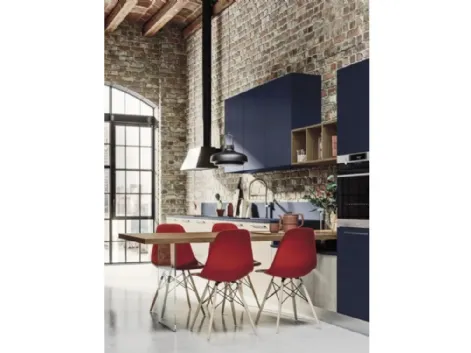 Cucina Moderna Loft Soft Blu e Wood Neve di Arrex
