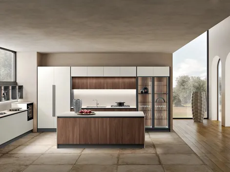 Cucina Moderna con isola Deluxe 03 in essenza e laccato di Spar