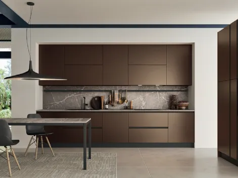 Cucina Moderna in linea in acciaio bronzato Easy 004 di Ar-due