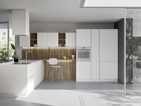 Cucina Moderna con penisola Easy 006 in pet e rovere di Ar-due