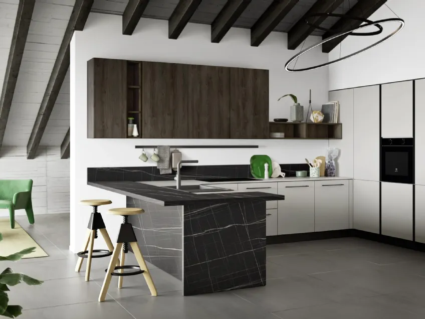 Cucina Moderna con penisola Easy 007 di Ar-due