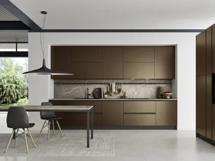 Cucina Moderna ad angolo Easy 014 in pet acciaio bronzato di Ar-due