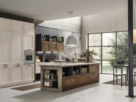 Cucina Moderna con isola Eva in legno Tinta Vintage di Arrex