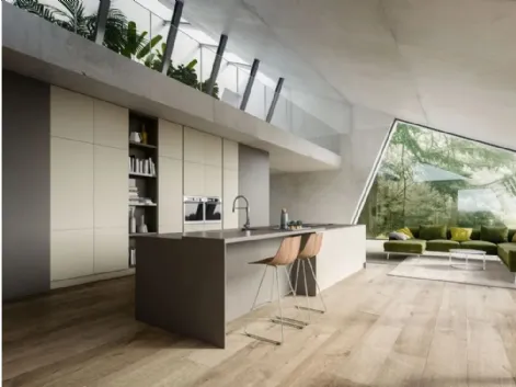 Cucina Moderna con isola Opale composizione 01 in ecoresina di Arrex