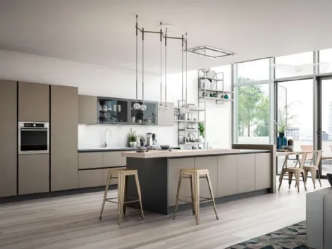 Cucina Moderna con isola Opale composizione 02 in ecocemento di Arrex