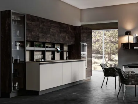 Cucina Moderna lineare in laccato opaco Grigio seta Teia DM0674 di Imab