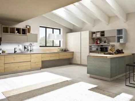 Cucina Zenzero Rovere Canapa e Petrolio di Arrex