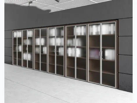 Mobile Ufficio Armadio Archivio Forma in melaminico con ante in vetro di Compir