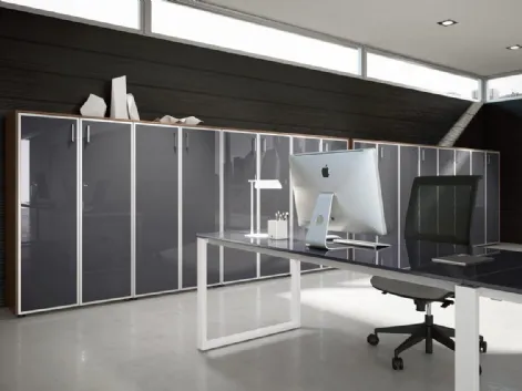 Mobile Ufficio Armadio Stratos in vetro laccato Grigio di Compir